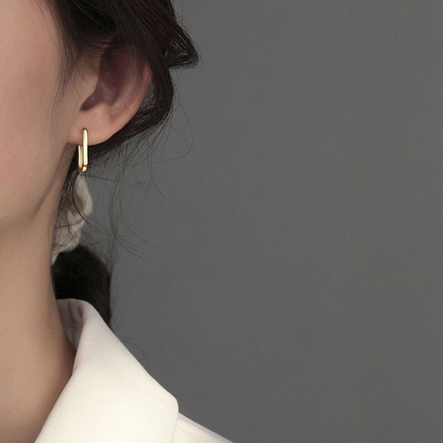 XIYANIKE 925 Plata de Ley coreana nueva moda en forma de O pendientes de aro cuadrados temperamento Simple encanto elegante accesorios de joyería