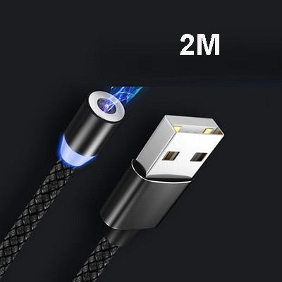 Cable magnético redondo enchufe 8 pines tipo C Micro USB C enchufes carga rápida teléfono imán cargador enchufe para iPhone 1 m línea de carga