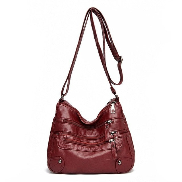 Hochwertige Damen-Umhängetaschen aus weichem Leder, mehrschichtige, klassische Crossbody-Tasche, Luxus-Designer-Handtasche und Geldbörse