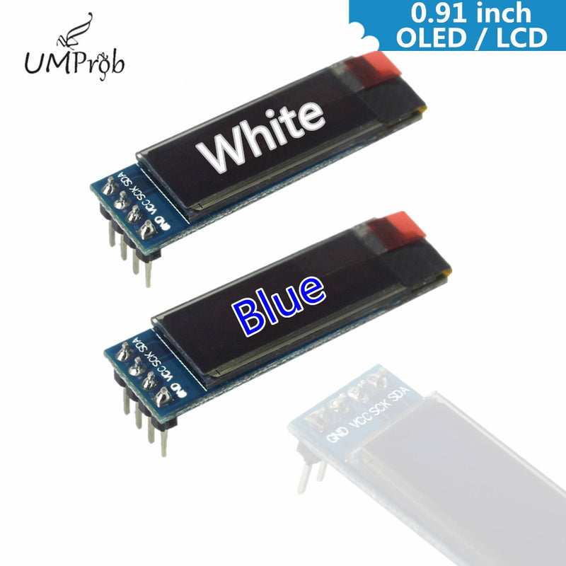 0,91 pulgadas 128x32 IIC I2C blanco/azul pantalla LCD OLED DIY módulo SSD1306 controlador IC DC 3,3 V 5V para arduino