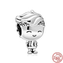 100% 925 Sterling Silver Feather Family Tree Snowflakes Boy Dangle Beads Fit Original Pandora Charms Bracelets DIY Women Jewelry