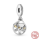 100% 925 Sterling Silver Feather Family Tree Snowflakes Boy Dangle Beads Fit Original Pandora Charms Bracelets DIY Women Jewelry