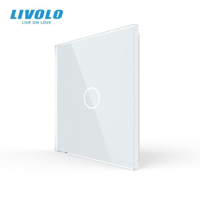 Cristal de perla blanca de lujo Livolo, estándar de la UE, solo Panel de vidrio, Panel de 1 unidad, para Base de interruptor