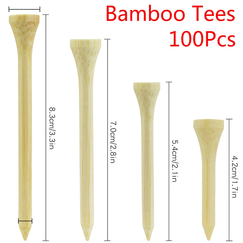 100Pcs/Set Golf Tees Bamboo Tee Golf Balls Holder 4 Sizes Available Stronger than Wood Tees Drop Ship