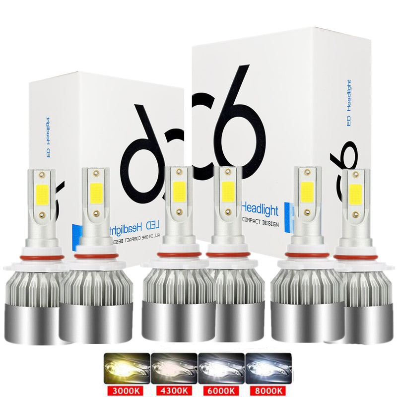C6 H1 H3 Bombillas de faros LED para automóviles H7 Luces LED para automóviles H4 880 H11 HB3 9005 HB4 9006 H13 6000K 72W 12V 7600LM Faros para automóviles