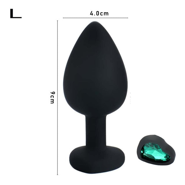 Silicone Heart Anal Plug Sex Toys Prostate Massager Anus Toys For Women Man Couple Gay Removable Jewel Decoration Butt Plug