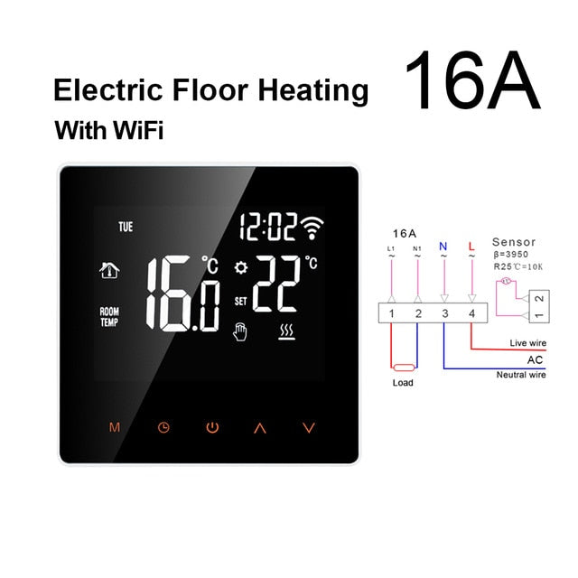 Termostato inteligente AVATTO Tuya WiFi, controlador remoto de temperatura de caldera de agua/Gas de calefacción de suelo eléctrico para Google Home, Alexa