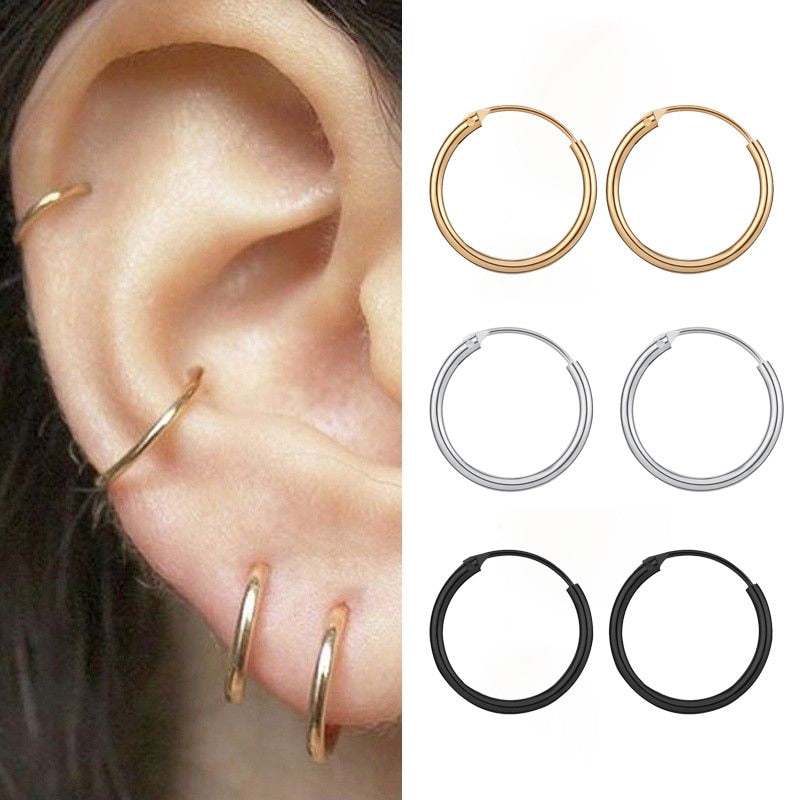 2020 New Vintage Rose Gold Multiple Dangle Small Circle Hoop Earrings for Women серьги Jewelry Steampunk Ear Clip Gift