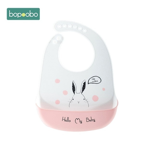 Bopoobo Baby-Lätzchen, verstellbares Tierbild, wasserdicht, speicheltropfende Lätzchen, weiches, essbares Silikon-Speicheltuch, sabbernder Babyschal