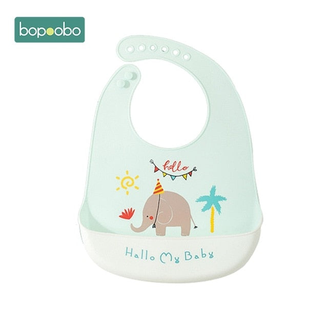 Babero de bebé Bopoobo, imagen de Animal ajustable, baberos impermeables para goteo de Saliva, toalla de Saliva de silicona comestible suave, bufanda para bebé babeante