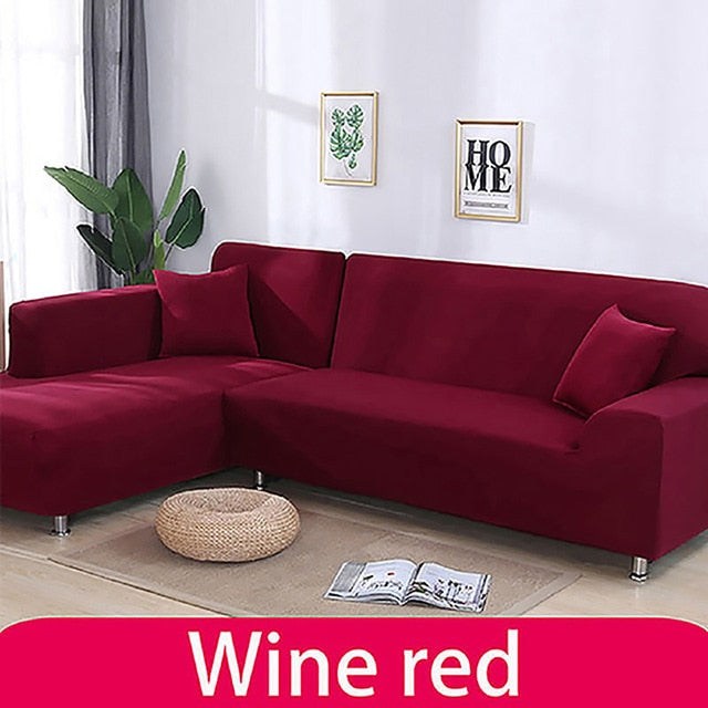 Funda de sofá elástica de Color sólido, funda de sofá de esquina de poliéster moderno, Protector de silla en forma de L, necesita 2 piezas