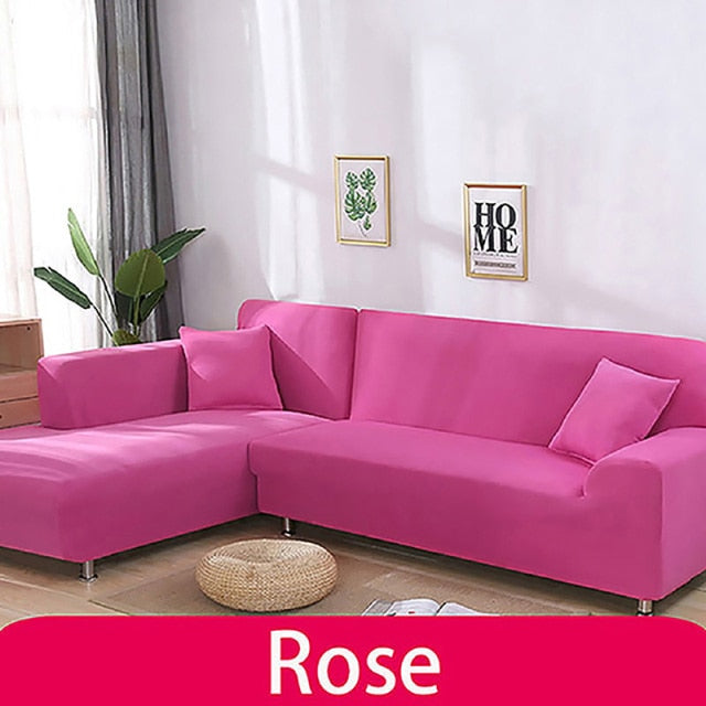 Solid Color Elastic Sofa Cover Spandex Modern Polyester Corner Sofa Couch Slipcover Chair Protector L Shape Need 2 Pieces