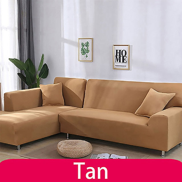 Funda de sofá elástica de Color sólido, funda de sofá de esquina de poliéster moderno, Protector de silla en forma de L, necesita 2 piezas