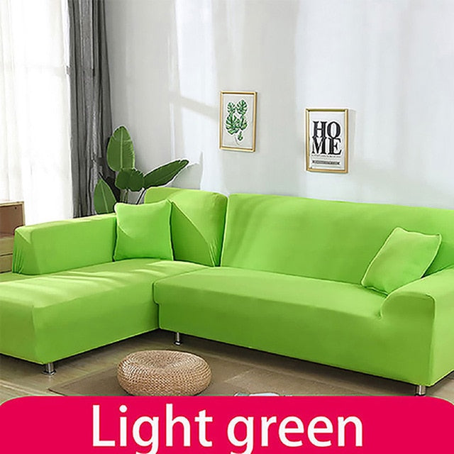 Einfarbiger Elastischer Sofabezug Spandex Modernes Polyester Ecksofa Couch Schonbezug Stuhlschutz L-Form Benötigt 2 Stück