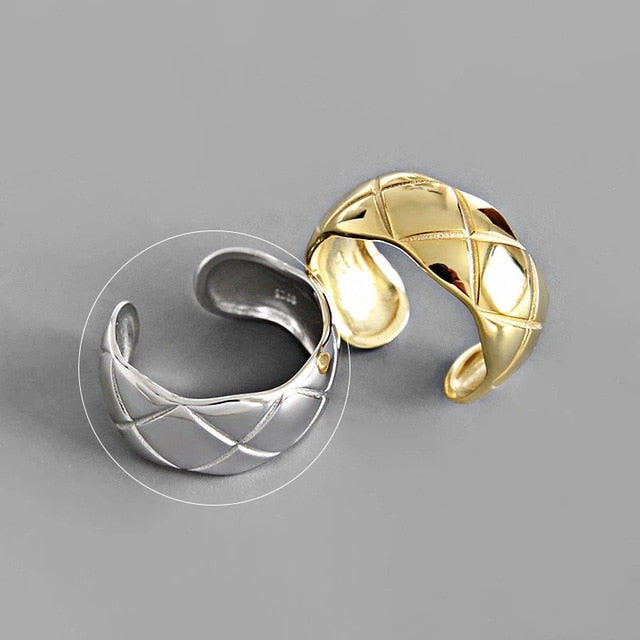 XIYANIKE 925 Sterling Silver Gold Open Rings for Women Hollow Irregular Geometric Birthday Party Jewelry Gifts Accessories