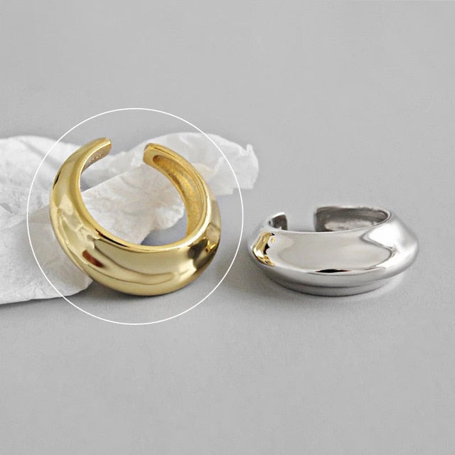 Xiyanike 925 Sterling Silber Gold offene Ringe für Frauen hohle unregelmäßige geometrische Geburtstagsfeier Schmuck Geschenke Zubehör