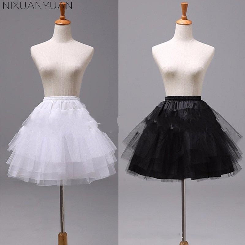 NIXUANYUAN Weiße oder schwarze kurze Petticoats 2021 Damen A-Linie 3-lagiger Unterrock für Hochzeitskleid jupon cerceau mariage