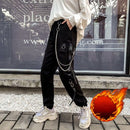 Women Cargo Pants 2021 Harem Pants Fashion Punk Pockets Jogger Trousers With Chain Harajuku Elastics High Waist Streetwear