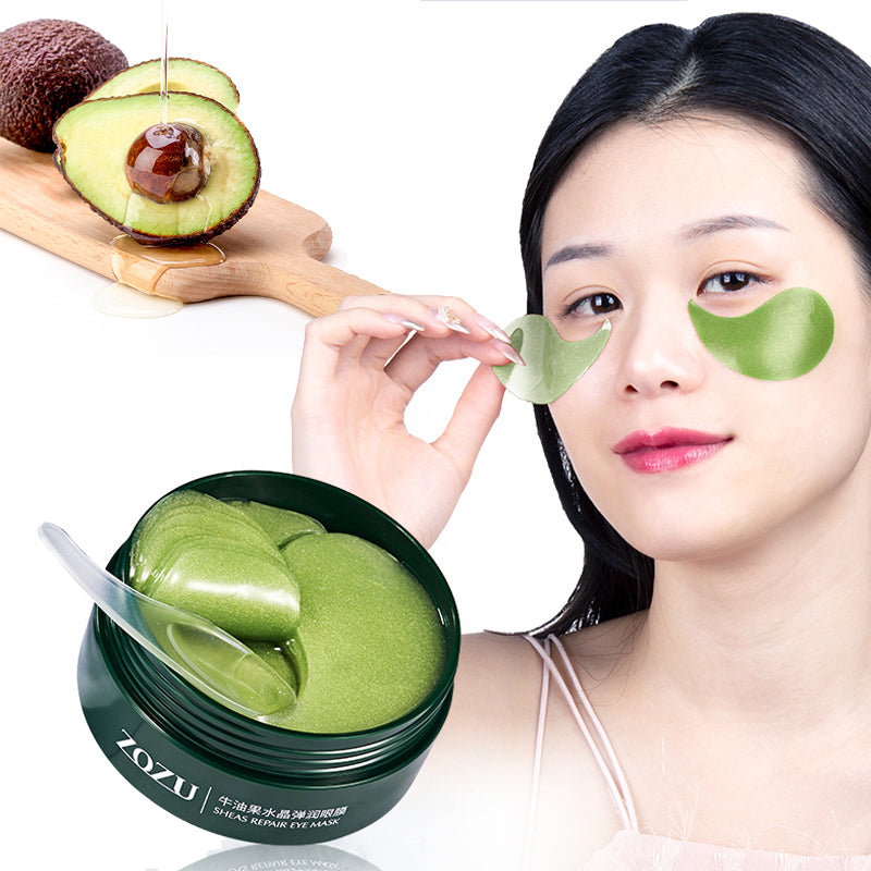 60 Stück Avocado-Kollagen-Maske, natürliche feuchtigkeitsspendende Gel-Augenklappen, entfernen Augenringe, Anti-Age-Beutel, Augenfalten, Hautpflege