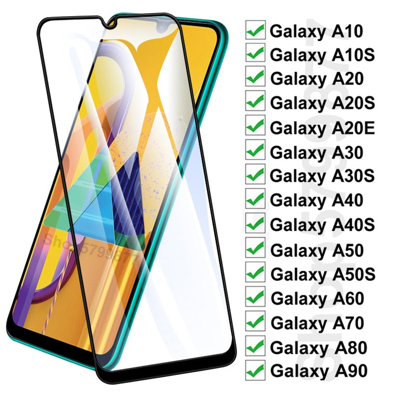 100D Schutzglas für Samsung Galaxy A10 A20 A30 A40 A50 A60 A70 A80 A90 A20E A30S A50S Displayschutzfolie aus gehärtetem Glas