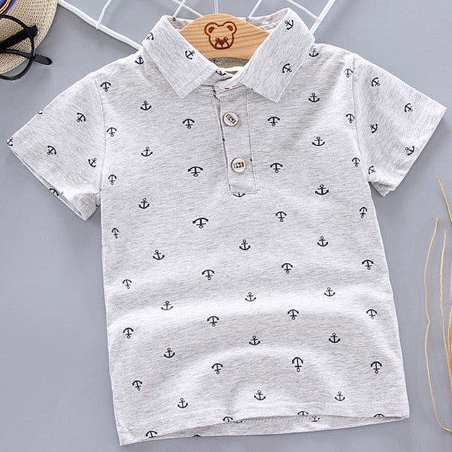 2021 Summer Baby Boys Polo Shirts Short Sleeve Anchor Lapel Clothes for Girls Odell Cotton Breathable Kids Tops Outwear 12M-5Y