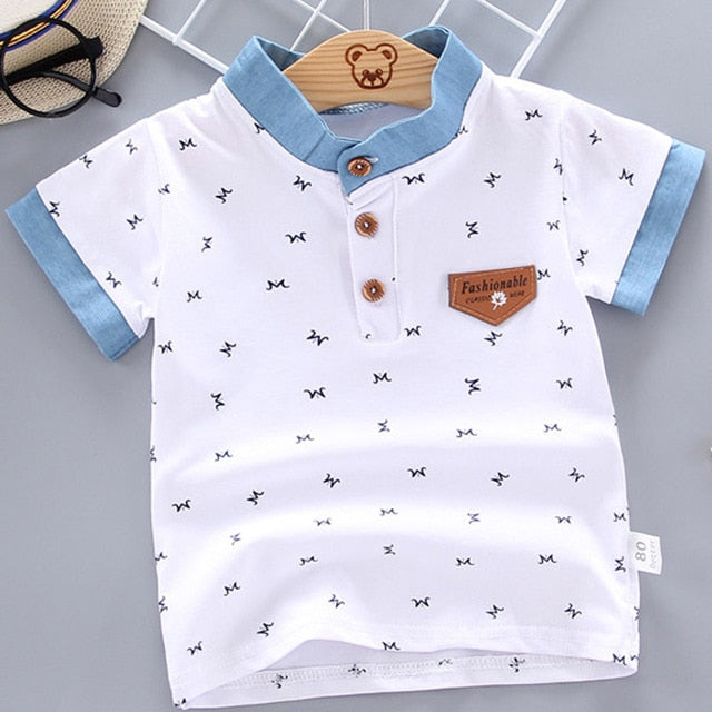 2021 Summer Baby Boys Polo Shirts Short Sleeve Anchor Lapel Clothes for Girls Odell Cotton Breathable Kids Tops Outwear 12M-5Y
