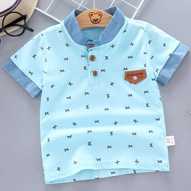 2021 Sommer Baby Jungen Poloshirts Kurzarm Anker Revers Kleidung für Mädchen Odell Baumwolle Atmungsaktive Kinder Tops Outwear 12M-5Y