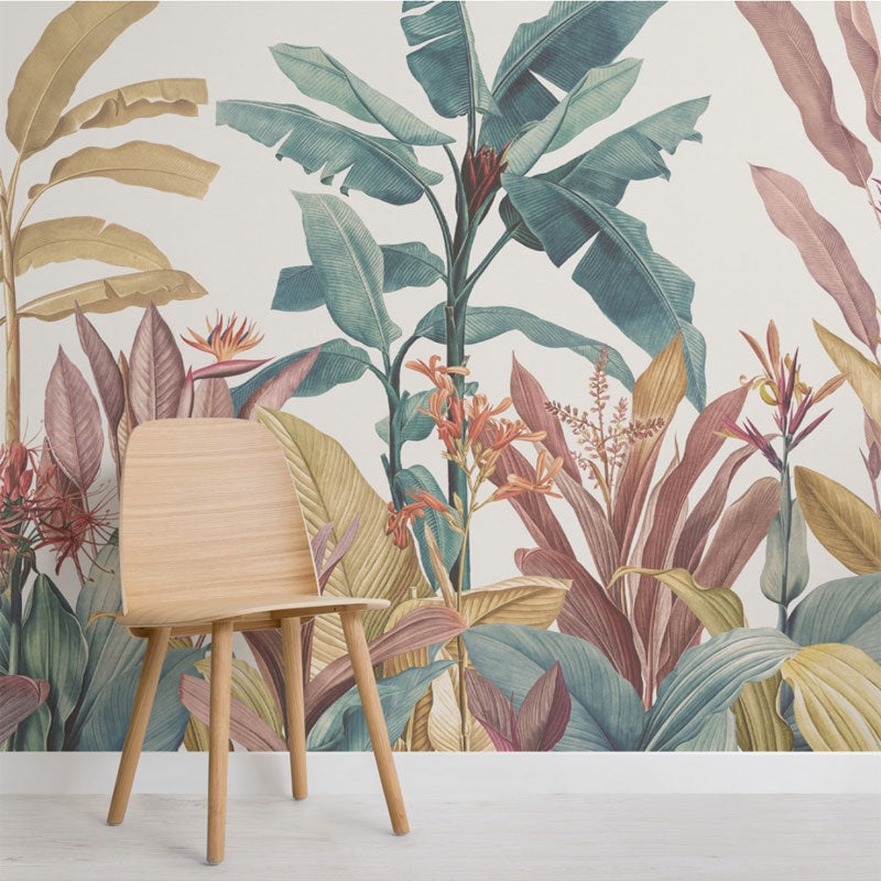 Bacaz Custom Banana Leaf Wallpaper Canvas Print Tropical Rain Forest Plant Background Mural Home Decor 3d Photo wall paper
