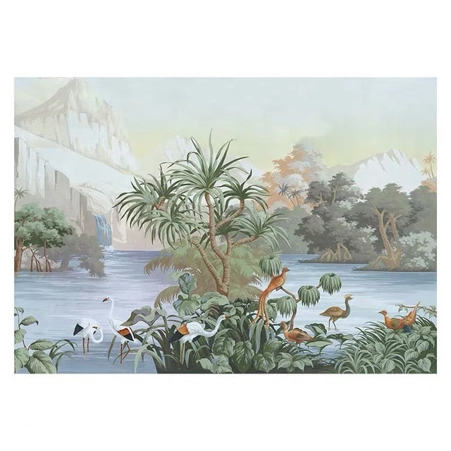 Bacaz Custom Banana Leaf Wallpaper Canvas Print Tropical Rain Forest Plant Background Mural Home Decor 3d Photo wall paper