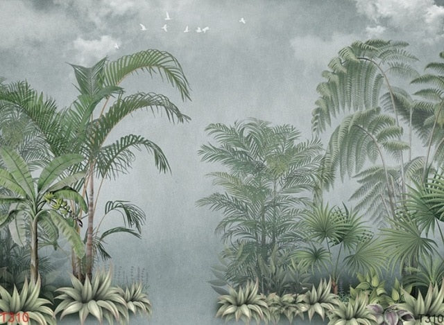 Bacaz Benutzerdefinierte Bananenblatt-Tapete, Leinwanddruck, tropischer Regenwald, Pflanze, Hintergrund, Wandbild, Heimdekoration, 3D-Fototapete