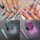 Polvo holográfico brillo de uñas láser plata rosa brillo cromo polvo de uñas brillo Gel esmalte copos para polvo de pigmento