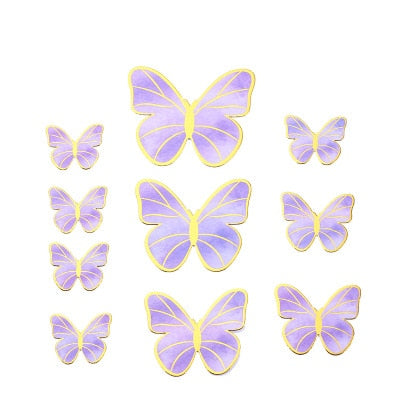 10pcs Happy Birthday Cake Toppers Cake Decoration Handmade Painted Butterfly Cake Topper For Wedding Birthday Party Baby Shower