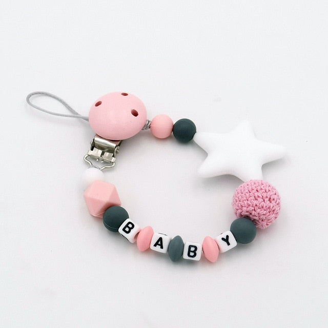 Mouse Head Style Handmade Personalized Name Pacifier Clips Silicone Attache Tetine Personnalise Infant Chupetero Personalizado