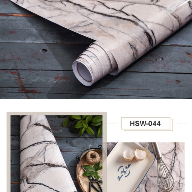 PVC Self Adhesive Wallpaper Marble Stickers Waterproof Heat Resistant Kitchen Countertops Table Furniture Cupboard Wall Paper