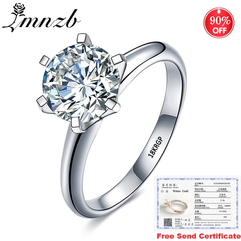 ¡Venta a pérdida! Con certificado Original 18K anillo de oro blanco de lujo 2.0ct laboratorio diamante boda banda mujer plata 925 anillo LR168