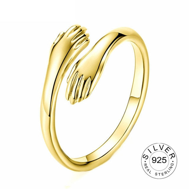 Caliente nueva plata de ley 925 joyería europea y americana amor abrazo anillo retro moda flujo de marea anillo abierto GN601
