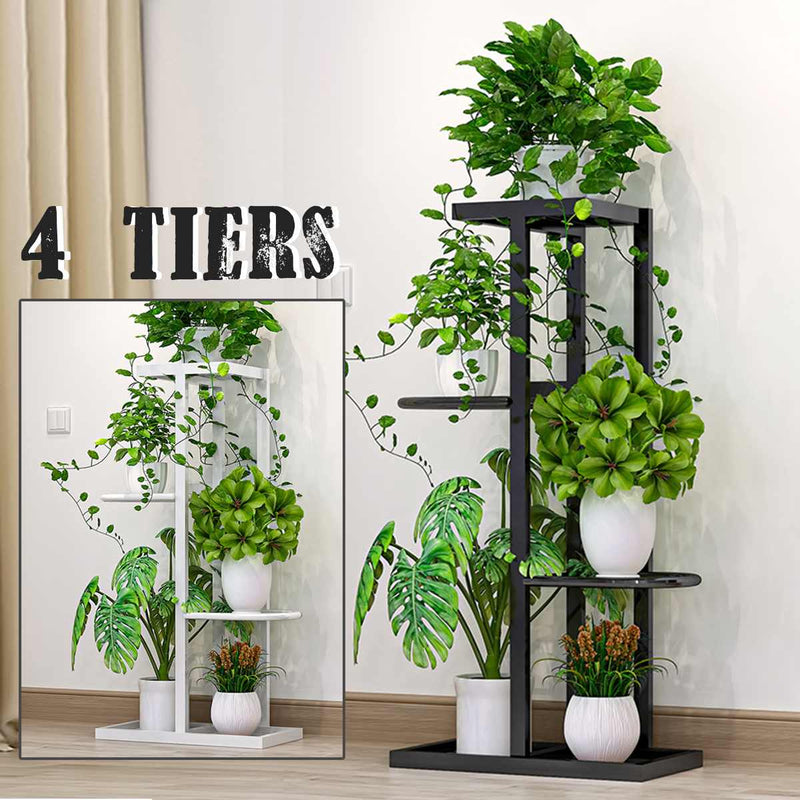 4 Tier Household Wrought Iron Craft Multi-layer Plant Stand With Four Sides of Fence Rack Balcony Indoor Garden Flower Pot Shelf