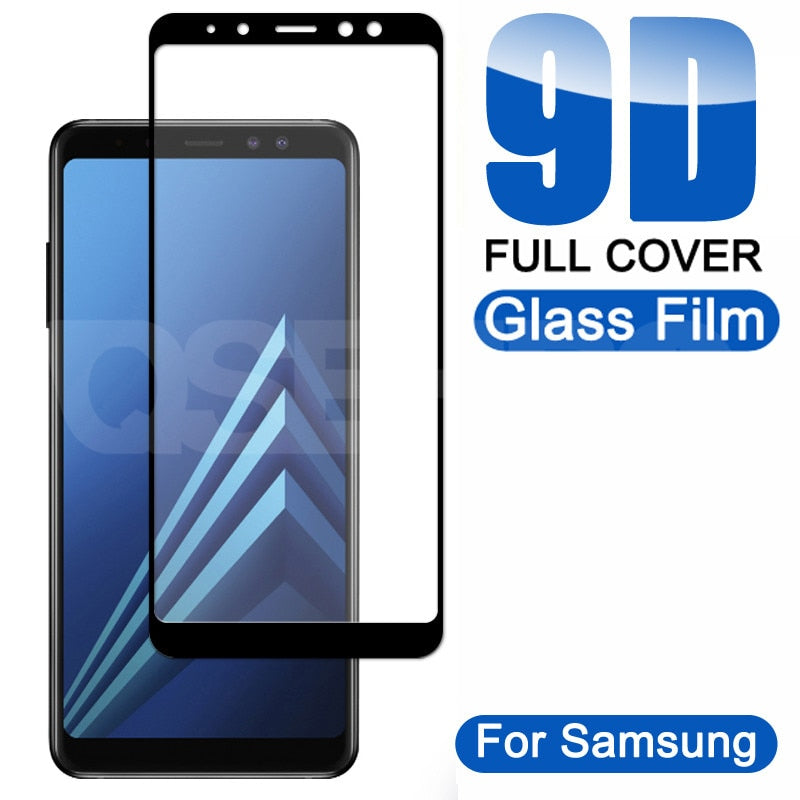Vidrio protector 9D para Samsung Galaxy A5 A7 A9 J2 J8 2018 A6 A8 J4 J6 Plus 2018 película protectora de pantalla de vidrio templado