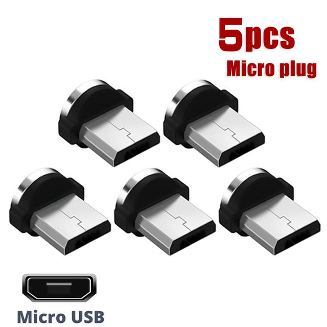 5pcs for Mobile Phone Replacement Parts Easy Operate Durable Converter 360 Degree Rotation Magnetic Tips Charging Cable Adapter