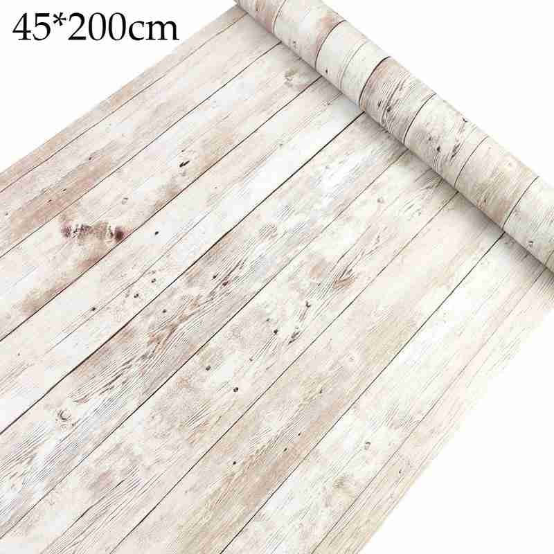 Papel tapiz de grano de madera antiguo autoadhesivo, pegatinas impermeables para muebles antiguos, armario de puerta de madera, papel tapiz de Pvc para escritorio, 45*200cm