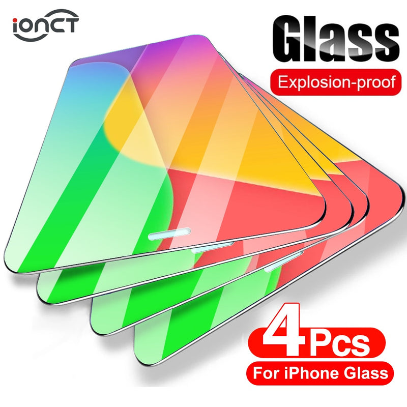 4Pcs Protective Glass For iPhone 12 glass 7 8 6 Plus Screen Protector For iPhone X XS XR 11 12 Pro Max 12 Mini Tempered Glass