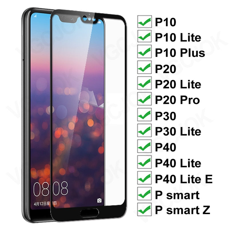 11D Protective Glass On For Huawei P20 Pro P10 Lite Plus Screen Protector Glass P30 P40 Lite E P Smart 2019 Tempered Glass Film