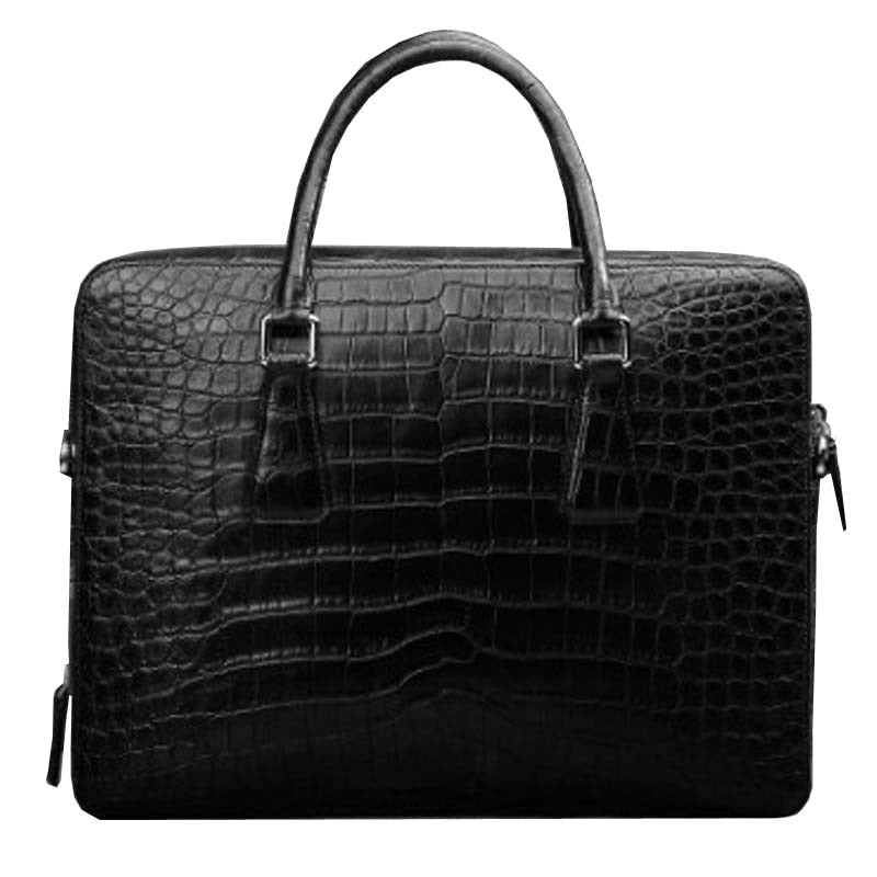 ourui Krokodilleder Herren Aktentasche Doppelreißverschluss Echte Krokodillederhandtasche im neuen Stil Herrenhandtasche