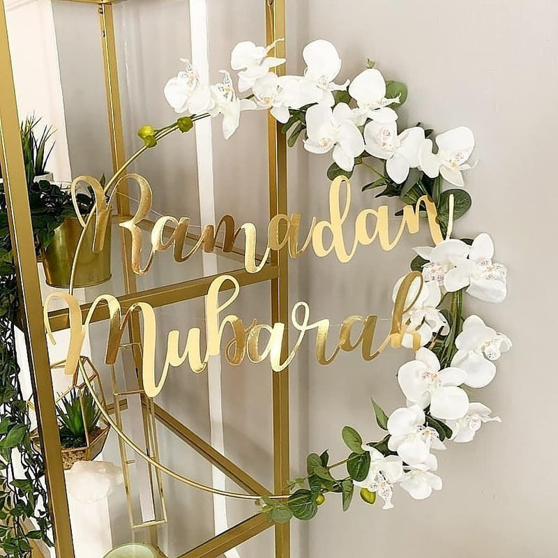 1 Set DIY 10-40cm Iron Metal Ring Wooden Crafts Garland Flowers for Eid Mubarak Ramadan Party Decoration Gift Wedding Home Decor