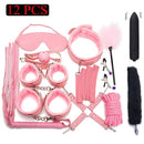 Sexy Leather BDSM Kits Plush Sex Bondage Set Handcuffs Sex Games Whip Gag Nipple Clamps Sex Toys For Couples Exotic Accessories