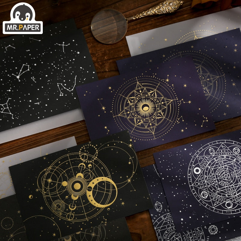 Mr Paper 3 pcs/set 4 Designs Galaxy Universe Series Envelopes With Bronzing Letter Paper Hand Account DIY Decoration Material