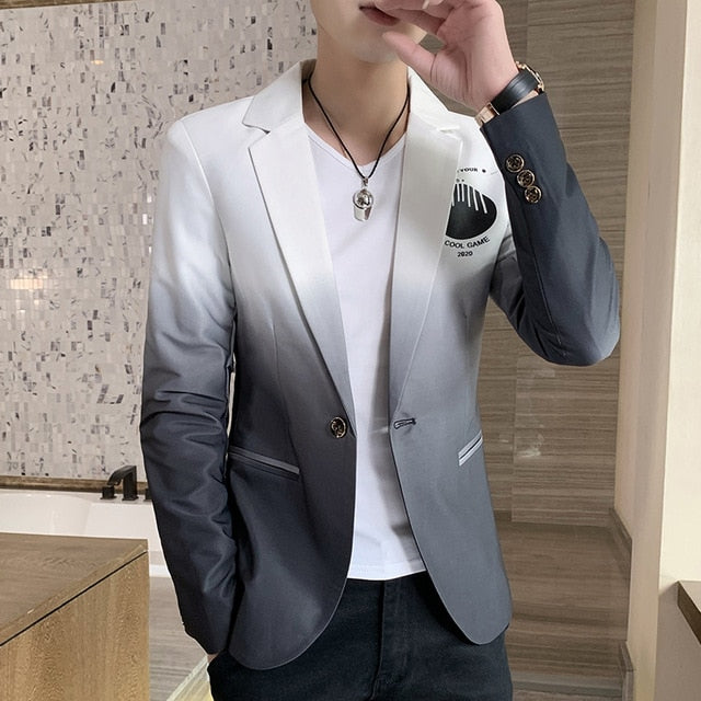 Blazer hombres nuevo traje degradado masculino chaqueta Masculino estilo coreano slim fit Casual hombres tendencia de moda chaqueta de vestir