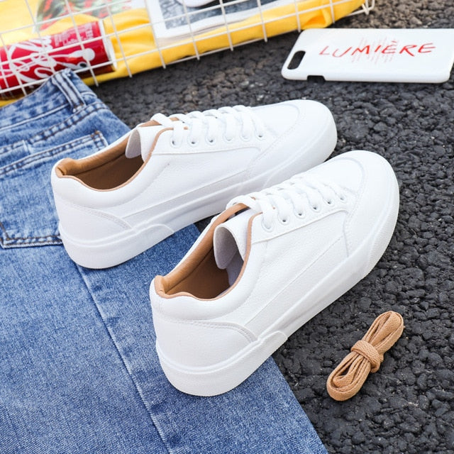 Women Sneakers Fashion Shoes Spring Trend Casual Flats Sneakers Female New Fashion Comfort White  Vulcanized Platform Shoes