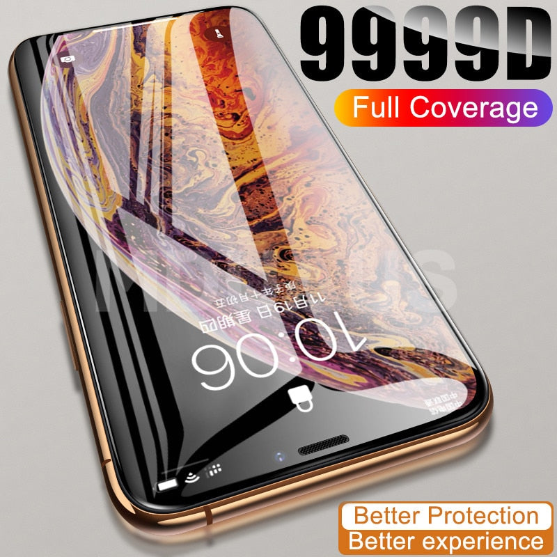 9999D Full Cover Glass For iPhone 11 12 Pro XS Max X XR 12 mini Screen Protector iPhone 8 7 6 6S Plus Tempered Glass Film Case