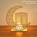 EID Mubarak Wooden Pendant with LED Candles Light Ramadan Decorations For Home Islamic Muslim Party Eid Decor Kareem Ramadan
